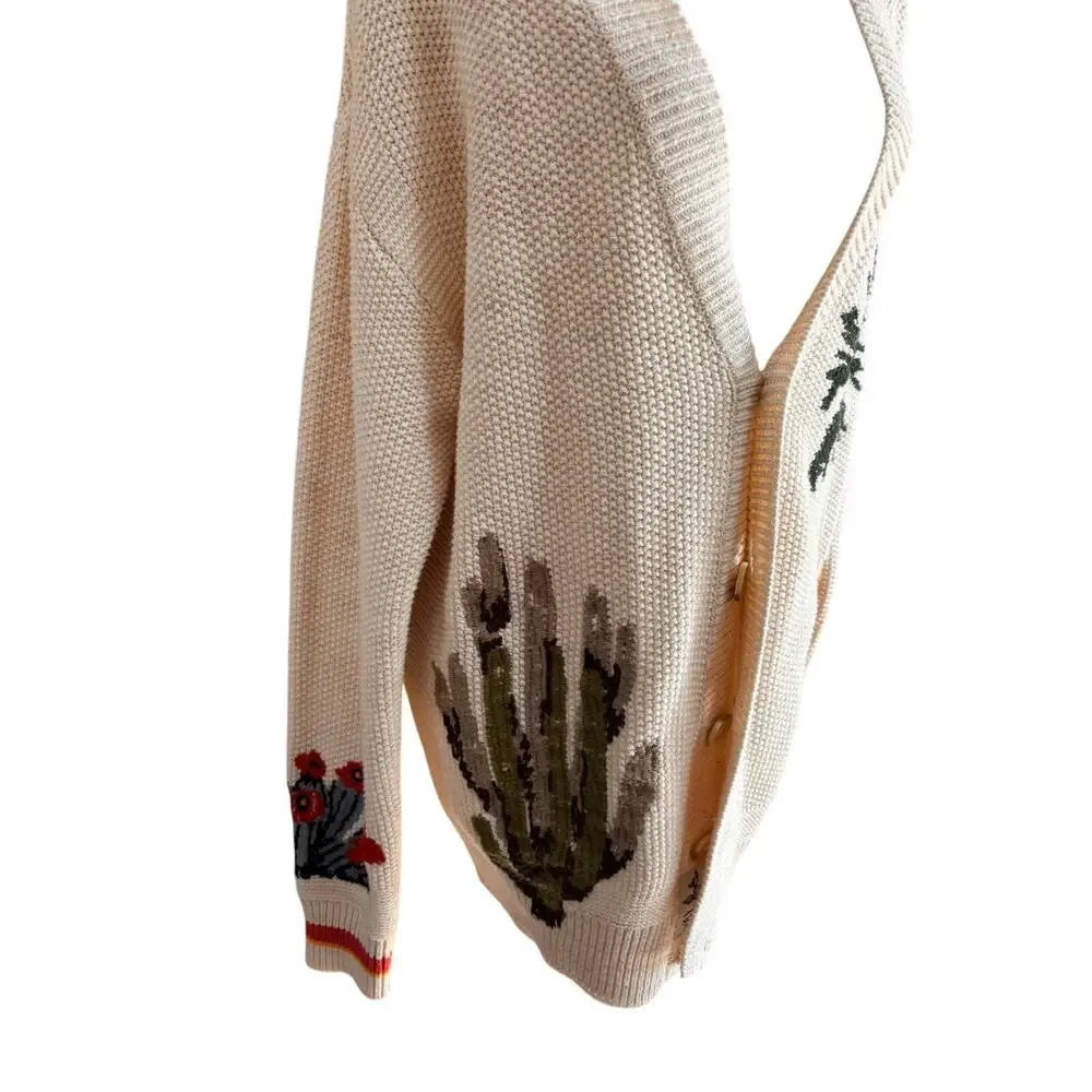 Scotch & Soda Americana Embroidered Cardigan Sweater Mens L Palm Tree Rare
